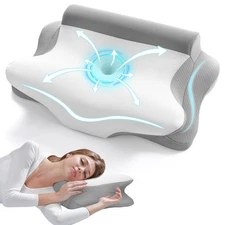 Neck Pillow for Pain Relief - Contour Memory Foam Cervical Pillow with Coolin...