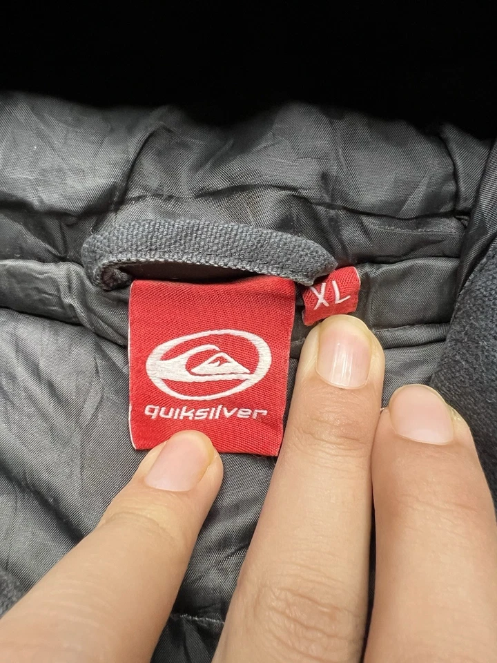 Chaqueta negra vintage Quicksilver ropa de trabajo de lona con cremallera y2K para hombre talla XL Foto 4 de 4