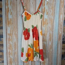 Pima Cream  V-Neck Smocked Floral Spaghetti Strap Short Sundress One Size Multi
