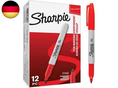 Sharpie Permanent Marker | Marker Stifte mit feiner Spitze | Rot | 12 Stück 