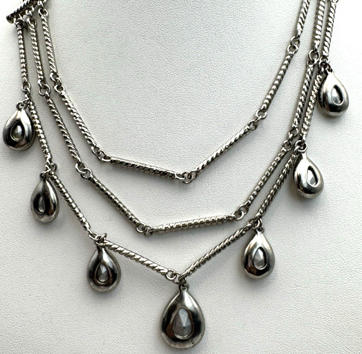 Layered Multi Strand Statement Necklace Teardrop … - image 9
