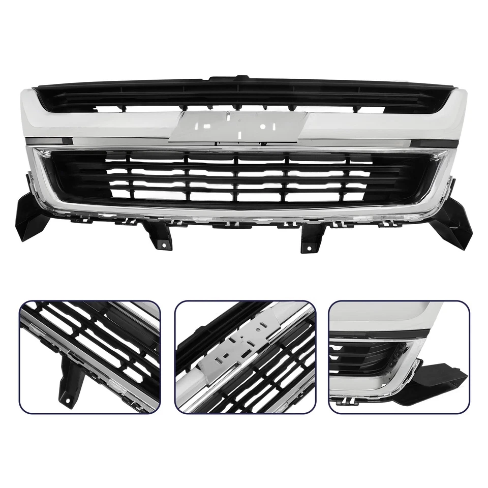 Parachoques delantero para Chevrolet Colorado negro 2015-2020 parrilla superior con moldura cromada Foto 3 de 4