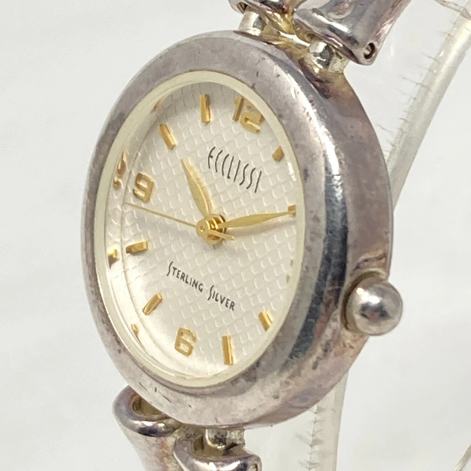 Женские часы Ecclissi из стерлингового серебра 25 мм корпус 925 пробы и ремешок 56 г новый аккумулятор 7 дюймов - Изображение 4 из 4