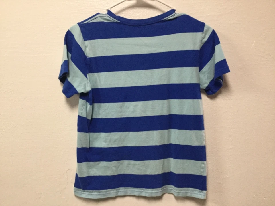 J Khaki Boys T-Shirt Size M Blue Stripes Short Sleeve 160 - Image 3 of 4