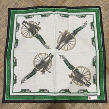 GREEN MAN HANDKERCHIEF VINTAGE CANNONS WHEEL JAPAN ART COTTON POCKET SQUARE 16"