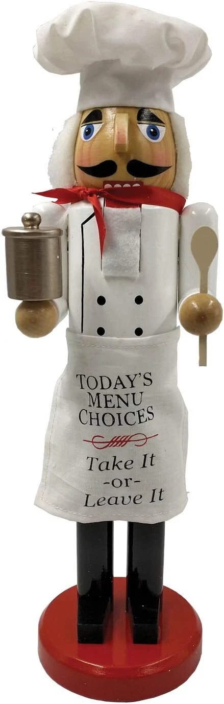 SANTA'S WORKSHOP 14" WOODEN NUTCRACKER "TODAY'S MENU CHOICES" XMAS DECORATION