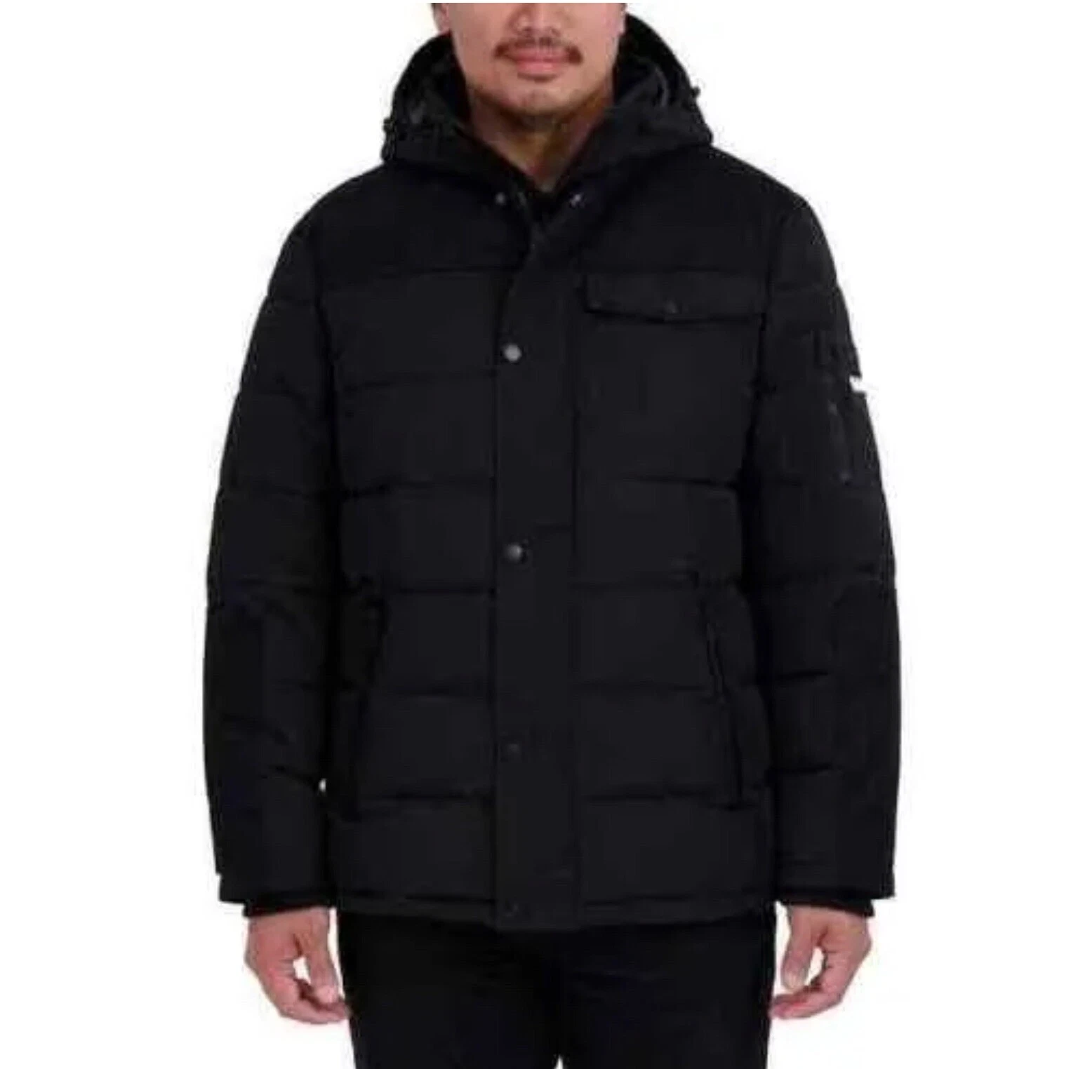 ⚡️Nautica Men's Quilted Parka Jacket With Removable Hood, Black (Size XXL)
