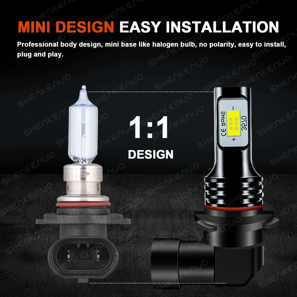 For Volvo VNL VN VNM 630 670 730 780  LED Headlight High Low Beam Bulbs 6000K - Image 4 of 4