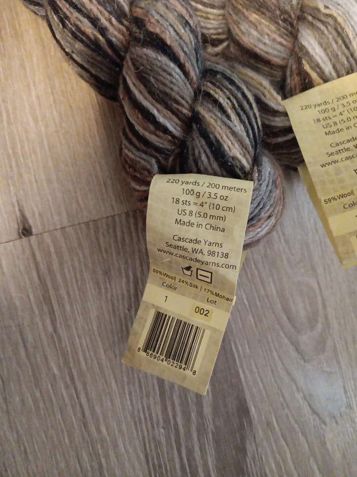 Cascade CASBLANCA 59% Wool, 24% Silk, 17% Mohair/ Color 1, 3.5oz,220yd NEW - Image 3 of 4