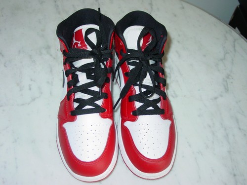 2020 Nike Air Jordan Retro 1 "Chicago" White/Gym Red Mid Youth Shoes Size 6.5Y - Picture 7 of 12