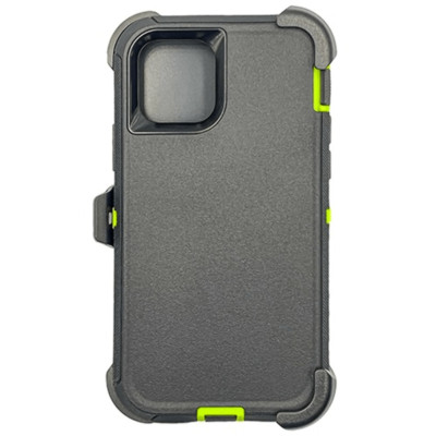 Heavy Duty Case w/Clip Holster BLACK/LIGHT GREEN For iPhone 12 Pro Max