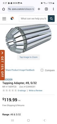 Erickson 50Tgst8 Tapping Adapter,#8, 5/32