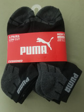 New Mens Puma 6 Pair Cushioned Low Cut Athletic Socks.