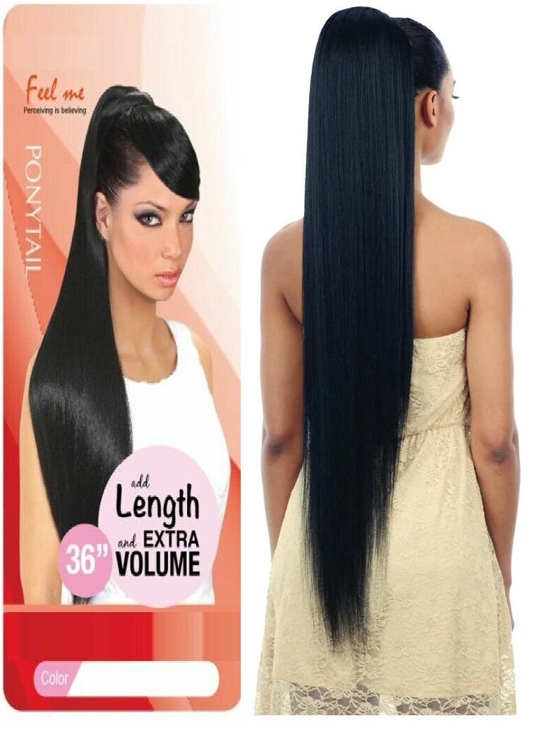 36" UK Long Real Thick Clip In As Like Human Hair Extensions Ponytail
