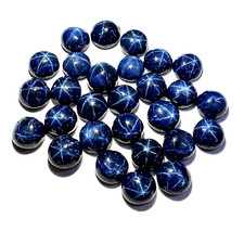 Natural Star Blue Sapphire Diopside Round Cabochon Gemstone Lot 8 Pcs 6 MM 10 CT