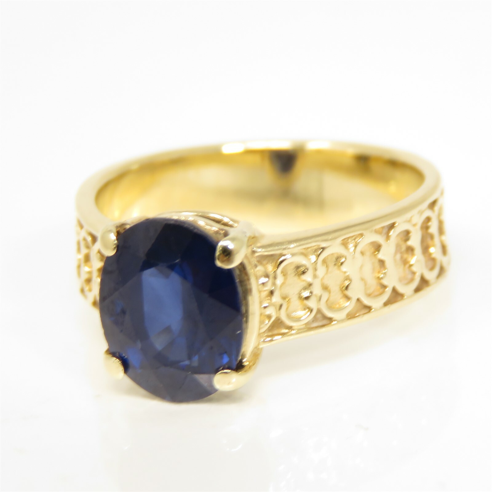NYJEWEL 14k Yellow Gold 3ct Natural Sapphire Ring - image 2