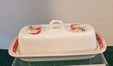 Tienshan Stoneware Theodore Bear's Christmas Butter Dish