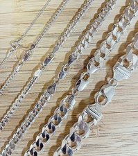 CURB CUBAN 925 SOLID STERLING SILVER MENS BOYS BRACELET CHAIN ITALY Up To 206gms