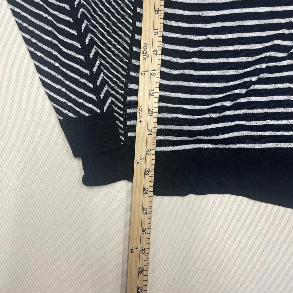 Cárdigan Foxcroft Frente Abierto Para Mujer Talla S Blanco y Negro Rayas Suéter Envolvente Foto 3 de 4
