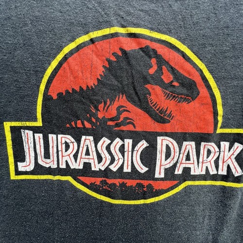 T-shirt uomo Jurassic Park grande effetto invecchiato vintage logo classico grigio - Foto 2 di 7