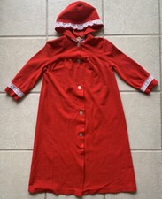 Vintage JC Penny JCP Youth Kids Hooded Red Robe/Pajama/House Coat