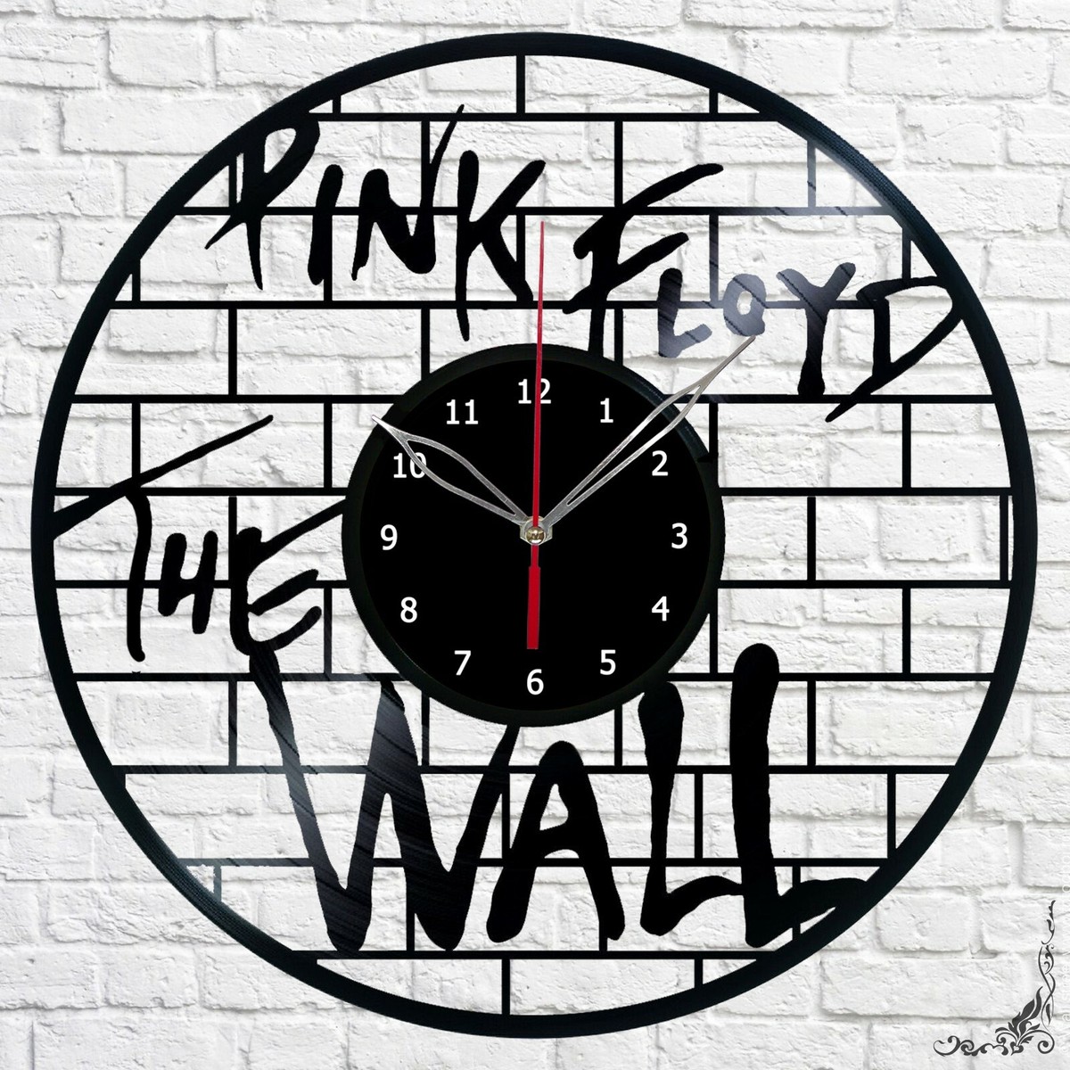 Vinyl wandklok, ROZE FLOYD thema wanddecoratie grote klok, ideaal