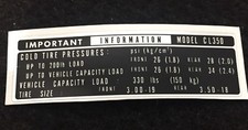 CL350 K TIRE INFO DECAL  CL 350