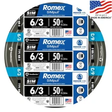 6/3 Romex Simpull Stranded Indoor CU NM-B W/G Individual Pack (By-The-Roll)