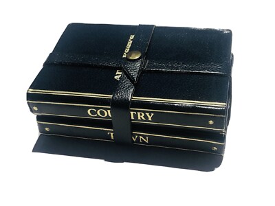Vintage Saks Fifth Avenue Black Leather Country Town 2 Address Book Agenda