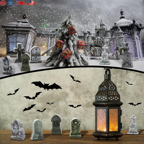9 Pieces Halloween Miniature Tombstones Mini Village Tombstones Halloween Miniat - Picture 6 of 12