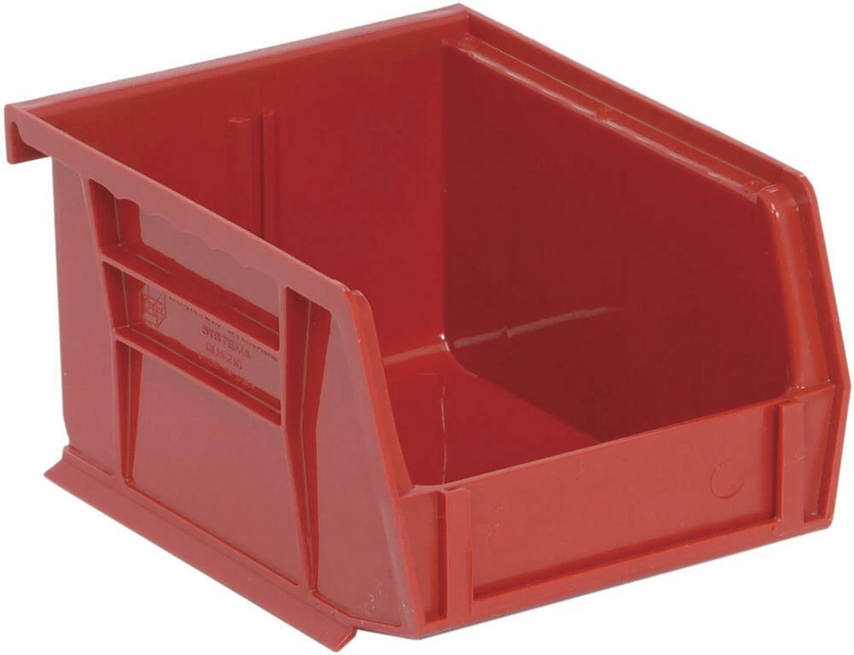 QUANTUM STORAGE SYSTEMS 6 pack Storage Bins 5-3/8x4-1/8x3 inch Red Plastic Small Parts Container Stack