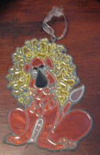 Vintage Stained Glass Acrylic Window Sun Catcher 4-3/4" Lion Animal Ornament OF5