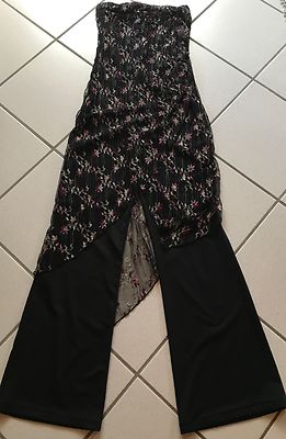 Vivian Caron Jumpsuit / Kleid mit Hose - schwarz mit Muster - Gr. 36