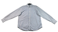 Nautica Button Down Shirt Mens Size Large White Blue Long Sleeve 100 Cotton