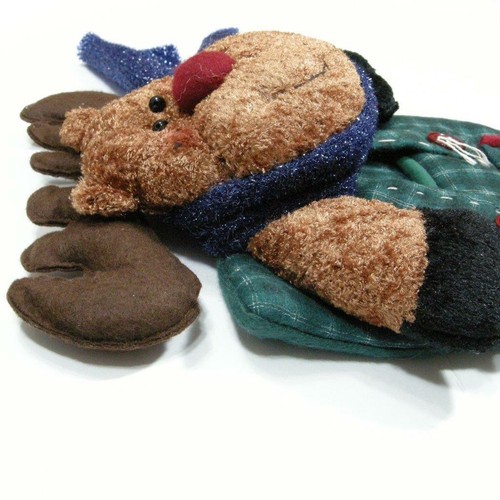 Set of 2 Christmas Stockings Teddy Bear and Moose or Reindeer 3D 20" Plush - Picture 6 of 7