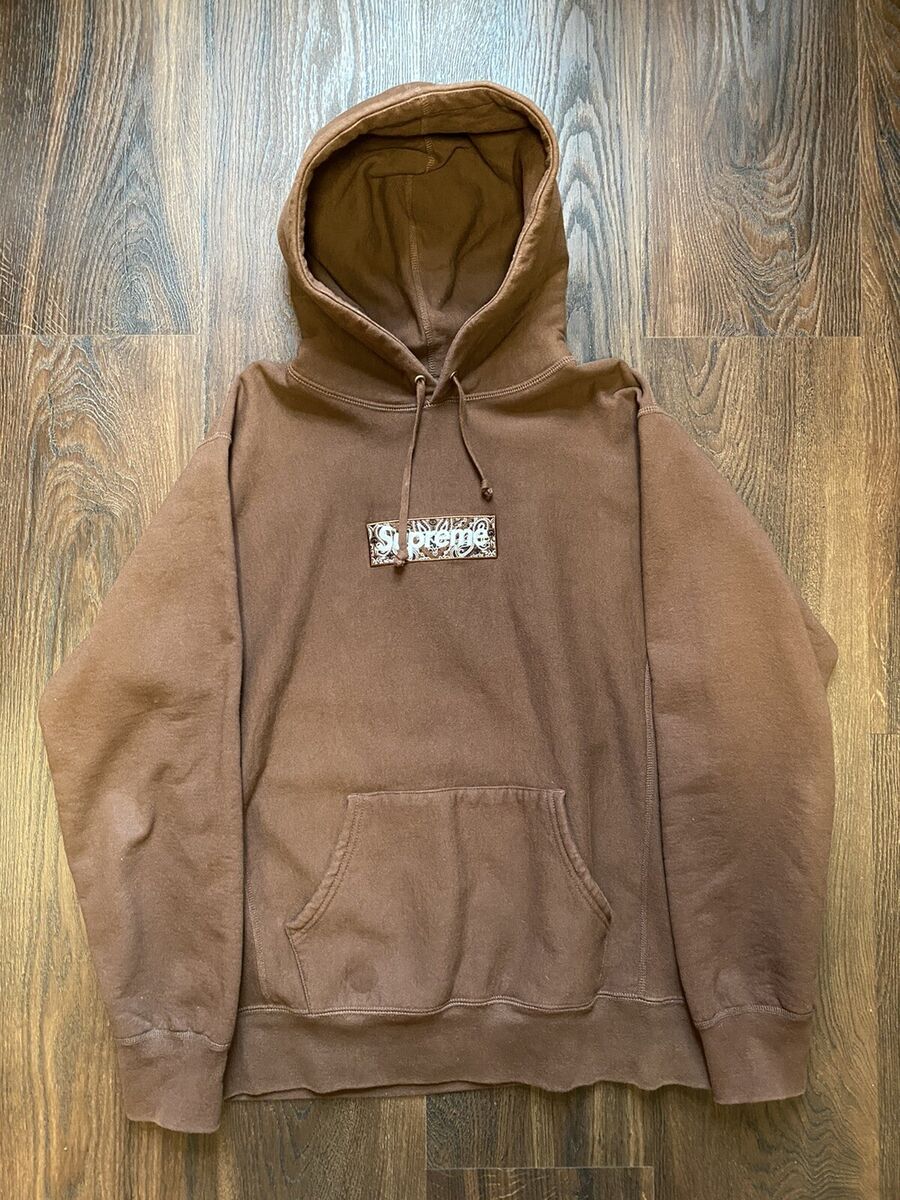 Supreme Box Logo Bandana Hoodie Brown | eBay