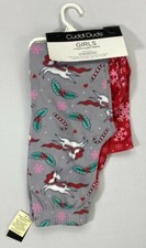Girl's Youth Cuddl Duds 2 Pack Polyester Holiday Christmas Unicorn Sleep Pants