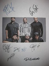 Straight Outta Compton Signed Script X8 Ice Cube Dr Dre Aldis Hodge Giamatti rpt