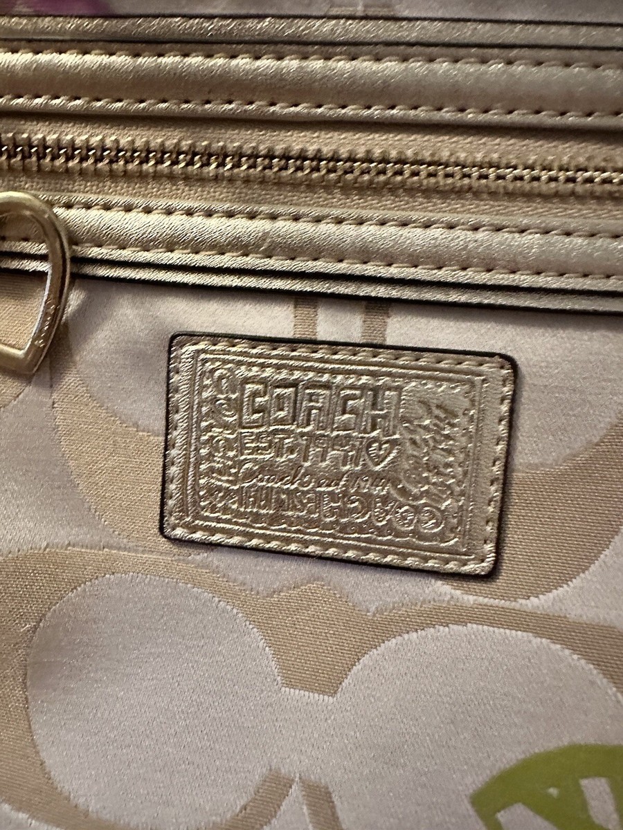 Coach Gold Signature Fabric Poppy Daisy Floral Bag Satchel