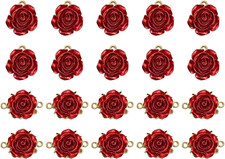 20 Pieces Dark Red Rose Flower Alloy Charm Connectors Rose Flower Charms Pendant