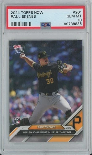 PAUL SKENES 2024 Topps Now Rookie RC Card #201 - 1st MLB Win - PSA 10 -835