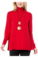 WynneLayers Women's Cashmere Butterfly Turtleneck Sweater Red