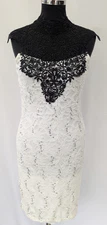 Quiz White Sequin Lace & Black Lace Cocktail Party Dress Y2K Style Size 10