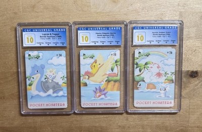 CGC Perfect 10 Pokemon Fancy Graffiti SET #14,15,16 1998 Bandai Sealdass (3)