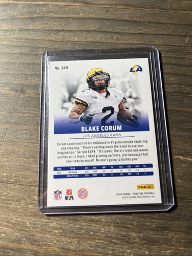 2024 Panini Prestige - Esordienti Blake Corum #349 (RC) - Foto 3 di 3