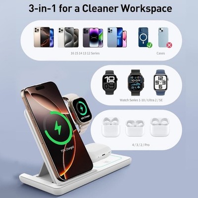 3 In 1 Wireless Charging Foldable Stand Fast Charging For Phone Watch