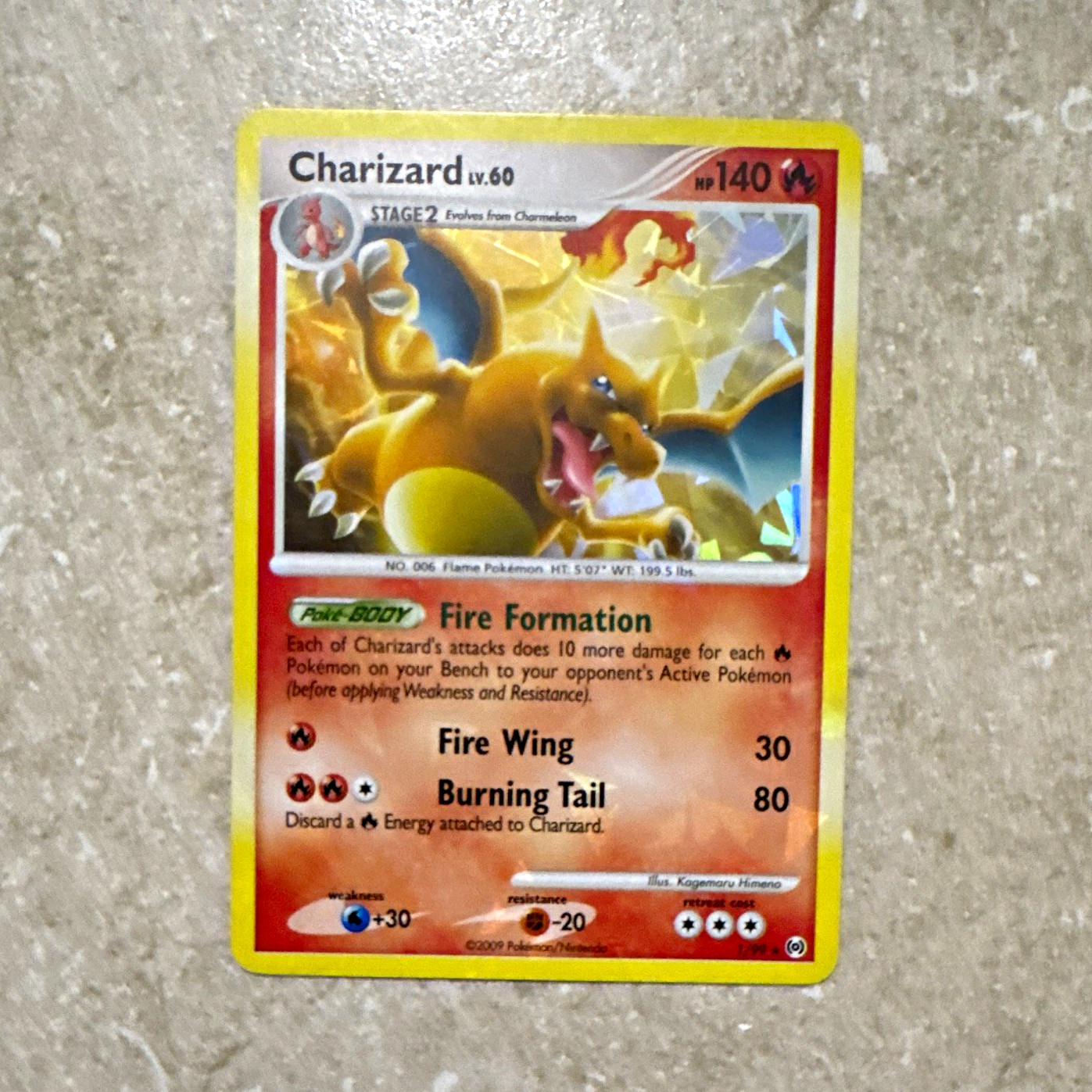 Pokemon Company Charizard 1/99 Platinum Arceus 2009 Reverse Holofoil Rare