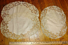 4er Set Vintage handgefertigte hellbraune Spitzendeckchen