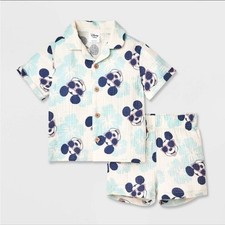 Disney Junior Mickey Mouse Toddler Boys 2pc Cotton Gauze Shirt Shorts Set 18M