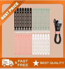30PCS Silicone Cable Ties, Adjustable Reusable Cord Organizer 60 Colors 